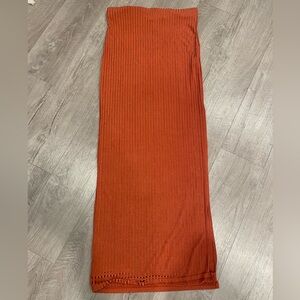 Boohoo Rust Stretch Midi Skirt